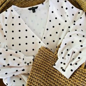 Banana republic polka dot wrap blouse